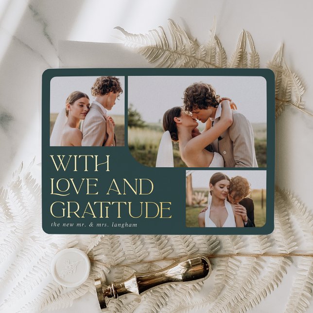 Love & Gratitude Gold Foil Mariage Carte de remerc (Créateur téléchargé)