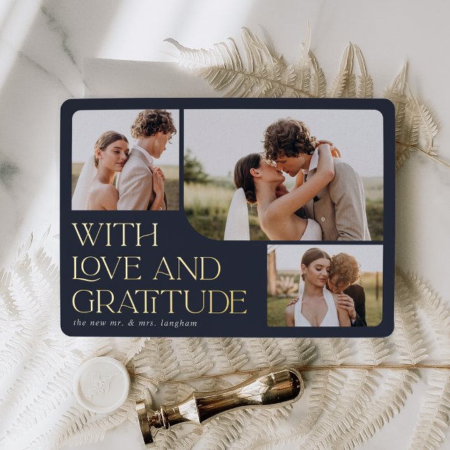 Love & Gratitude Gold Foil Mariage Carte de remerc (Créateur téléchargé)