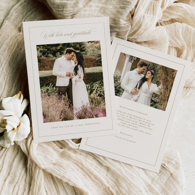 Love & Gratitude, Minimal Wedding Thank You Card (Creator Uploaded)