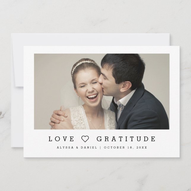 Love & Gratitude Modern Chic Heart Photo Wedding  Save The Date (Front)