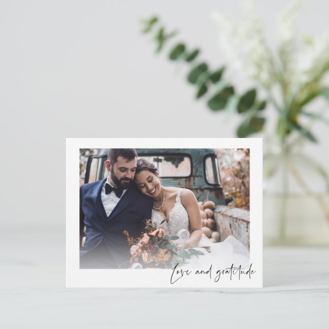 Love Gratitude Photo Wedding Thank You Postcard (Standing Front)