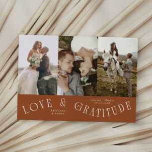 Love & Gratitude Terracotta Wedding Multi Photo  Thank You Card