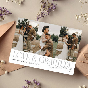Love & Gratitude White Wedding Multi Photo   Thank You Card