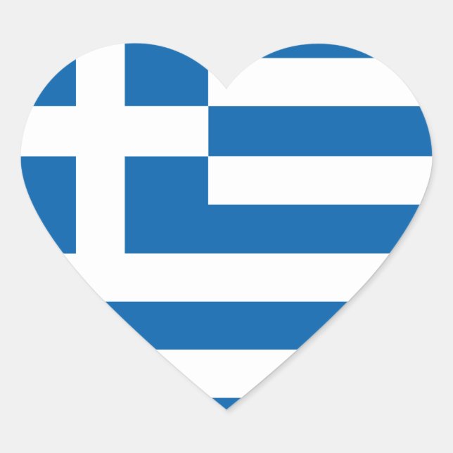 Love Greece Flag, Greek Heart Artwork Sticker (Front)