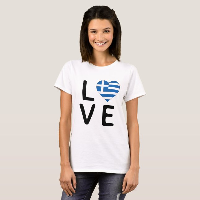 Love - Greece Flag T-Shirt (Front Full)