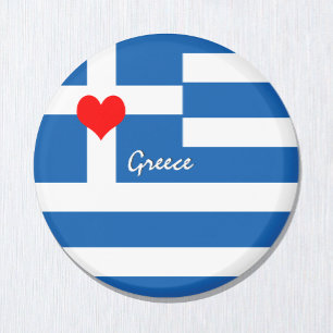 Love Greece & Heart, Greek flag, travel /sports Magnet