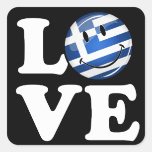 Love Greece   Smiling Flag Square Sticker