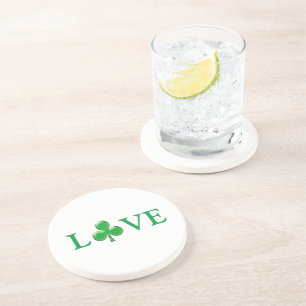 Love Green Clover Shamrock St. Patrick's Day Coaster