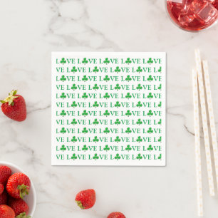 Love Green white Clover Shamrock Pattern modern Napkin