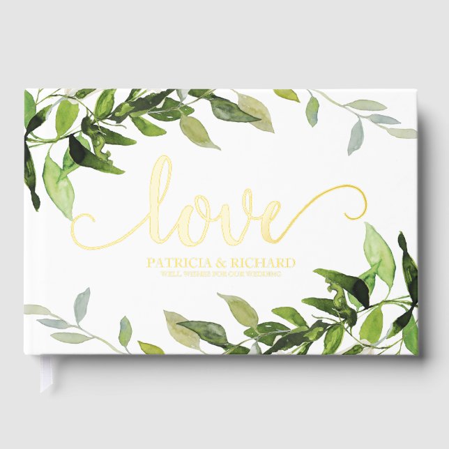 Love Greenery Eucalyptus Bridal Shower Guest Book (Front)