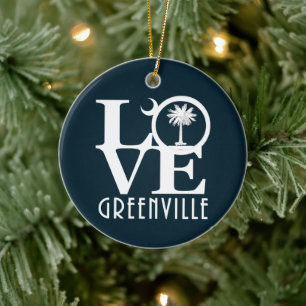 LOVE Greenville South Carolina Ceramic Ornament