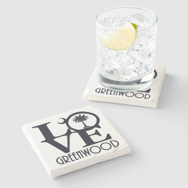 LOVE Greenwood South Carolina Stone Coaster (Side)