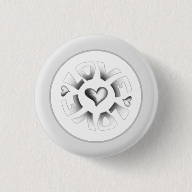 Love Grey 1 Inch Round Button (Front)