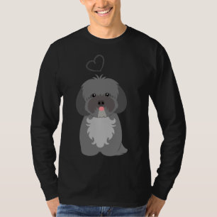 Love Grey Gray Lhasa Apso Shih Tzu Dog T-Shirt