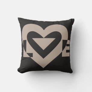 Love Grey on Black Throw Pillow