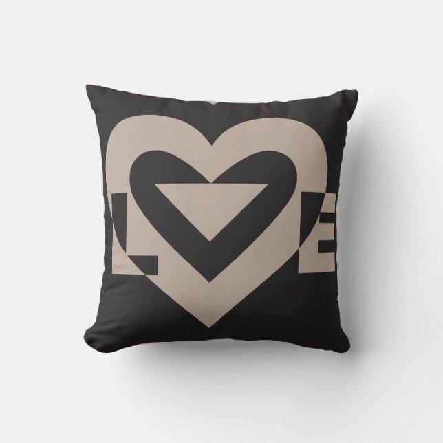 Love Grey on Black Throw Pillow (Front)