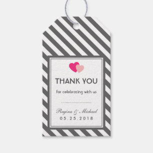 Love Grey Stripes Pattern Party Favour Gift Tag
