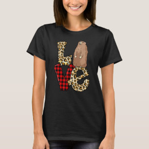 Love Groundhog Leopard Heart Happy Groundhog Day W T-Shirt