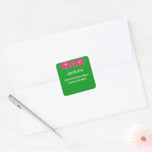 "Love Grows" Bright Floral Wedding Address Square Sticker