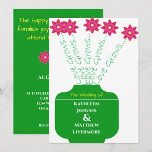 "Love Grows" Bright Floral Wedding Invitation