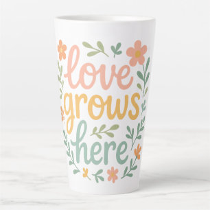 Love Grows Here Cottagecore Typography Art Latte Mug