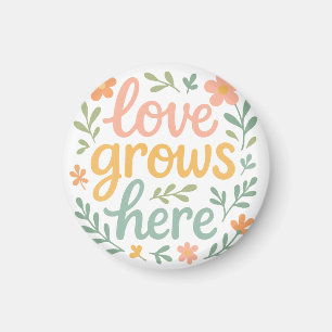 Love Grows Here Cottagecore Typography Art Magnet
