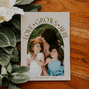 Love Grows Here Cream Arch Valentines Day Holiday Card