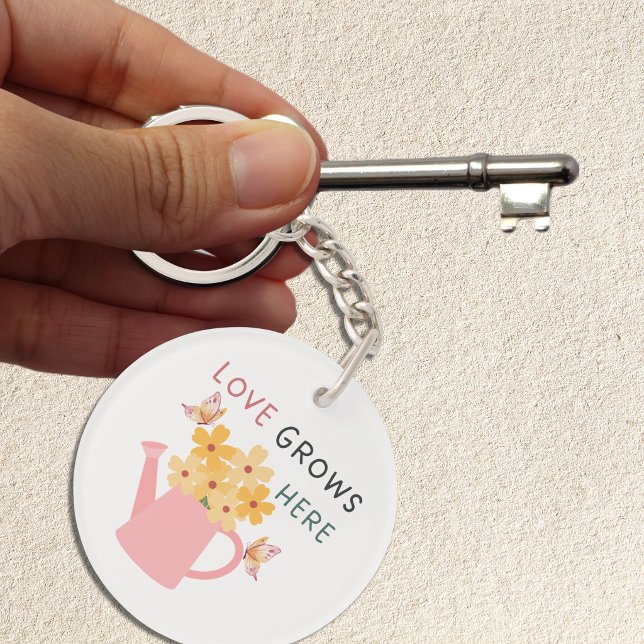 Love Grows Here Floral Garden Quote Keychain (Creator Uploaded)