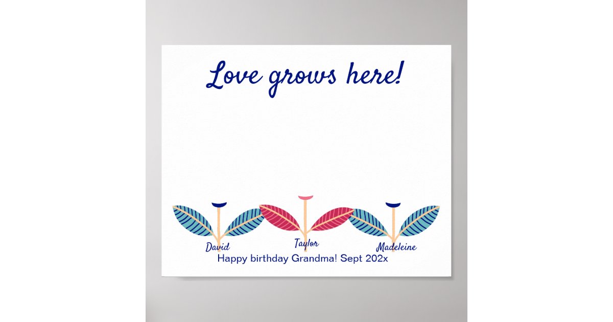 Love Grows Here Handprint Footprint DIY Art Poster | Zazzle