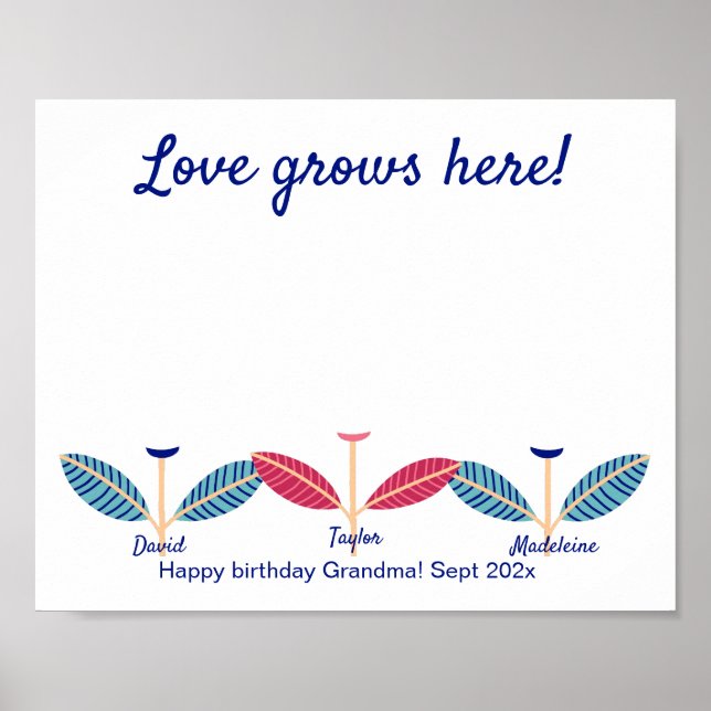 Love Grows Here Handprint Footprint DIY Art Poster (Front)