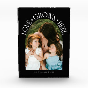 Love Grows Here Modern Arch Black Photo Block
