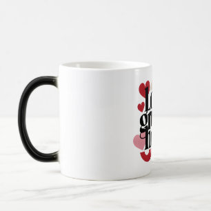 Love Grows Here – Modern Heart Typography Magic Mug