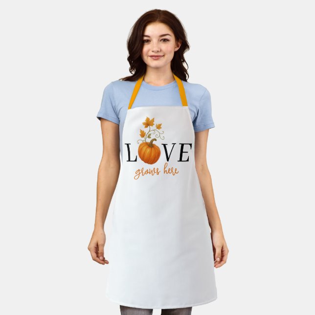 LOVE Grows Here | Pumpkin Lettering Autumn Apron (Worn)