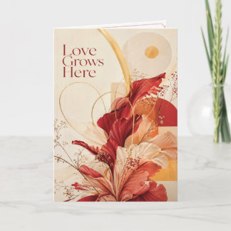 Love Grows Here Romantic Floral Greeting Card
