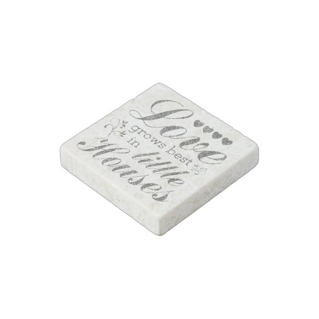 Love Grows In Little Houses Quote Stone Magnet (Angled)