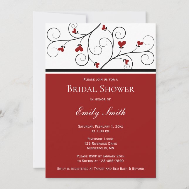 Love Grows | Red Hearts Bridal Shower Invitation (Front)