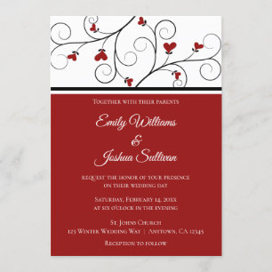 Love Grows Red Hearts Valentine Wedding Invitation