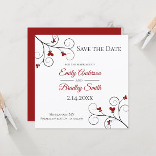 Love Grows   Red Hearts Wedding Save the Date Invitation