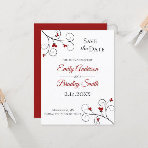 Love Grows   Red Hearts Wedding Save the Date Invitation