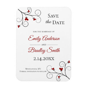 Love Grows   Red Hearts Wedding Save the Date Magnet