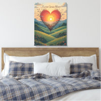 Love Grows Sunset Heart Landscape Art
