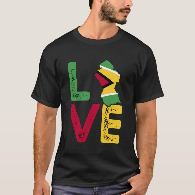 Love Guyana Flag Guyanese Guyana T-Shirt (Front)