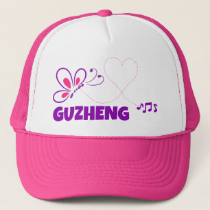 Love Guzheng Pink Purple Butterfly Heart Trucker Hat