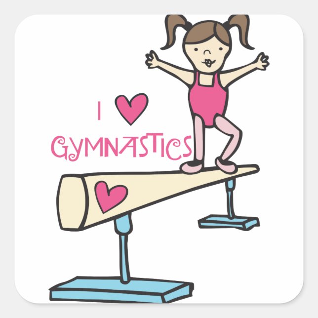 Love Gymnastics Square Sticker (Front)