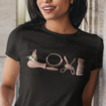 LOVE Hair Stylist Hairdresser Rose Gold Scissors T-Shirt<br><div class="desc">This design was created though digital art. It may be personalized by choosing the customize further option. Contact me at colorflowcreations@gmail.com if you with to have this design on another product. Purchase my original abstract acrylic painting for sale at www.etsy.com/shop/colorflowart. See more of my creations or follow me at www.facebook.com/colorflowcreations,...</div>