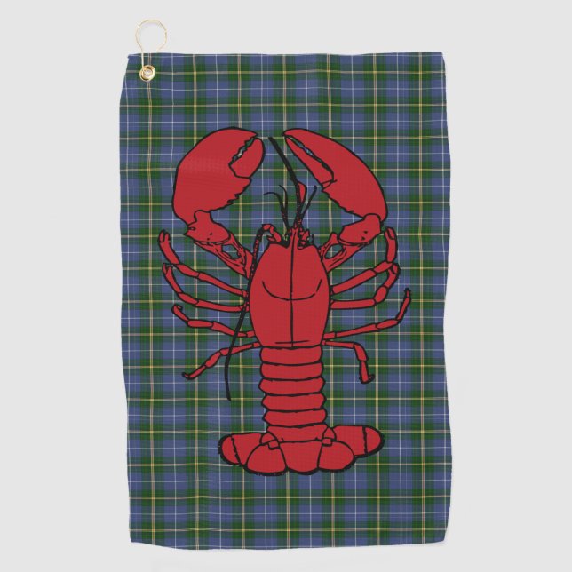 Love Halifax Nova Scotia tartan lobster golf towel (Front)