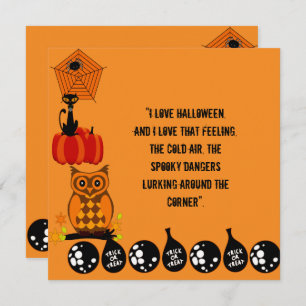 Love Halloween Citation Éffrayante Chouette Carte 