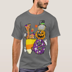 Love Halloween Funny Pumpkin And Candy Corn Hallow T-Shirt