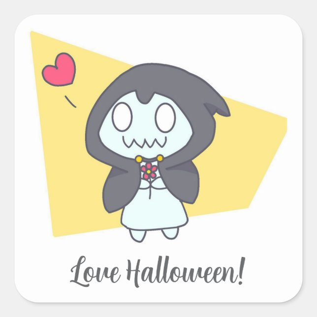 Love Halloween ghost Square Sticker (Front)
