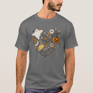 Love Halloween Heart Pumpkin Ghost Witch Candy Cor T-Shirt